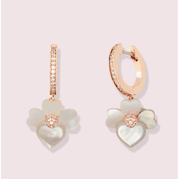 kate spade Jewelry - Kate Spade Precious Pansy Pavé Drop Huggies